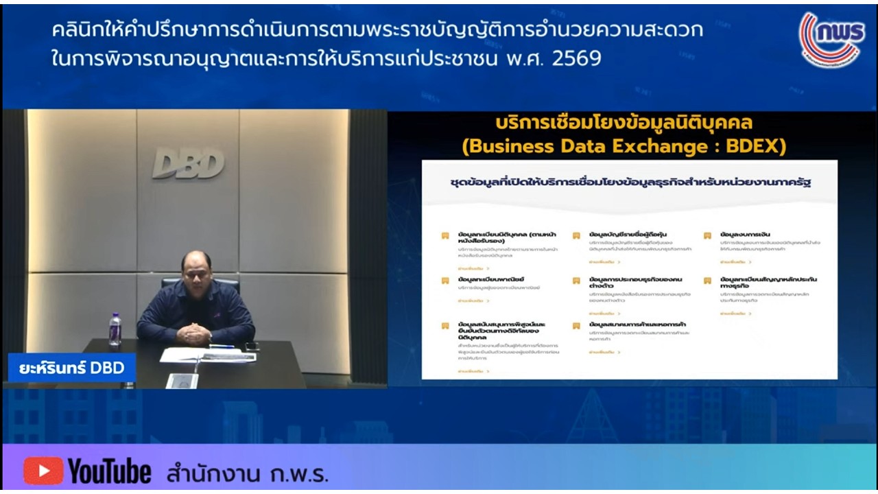 title - เข้าร่วมรับฟังในกิจกรรมคลินิกให้คำปรึกษา ในเรื่องเกี่ยวกับพระราชบัญญัติการอำนวยความสะดวกในการพิจารณาอนุญาตและการให้บริการแก่ประชาชน พ.ศ.&nbsp;2569 ครั้งที่&nbsp;4 ผ่านสื่ออิเล็กทรอนิกส์ (ผ่านระบบออนไลน์&nbsp;YouTube Live สำนักงาน ก.พ.ร.) 